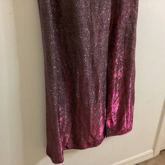 Nightway Glitter Tornazol Silver Fuchsia Gown Long Formal Dress Size 4 NYE - Picture 5 of 15